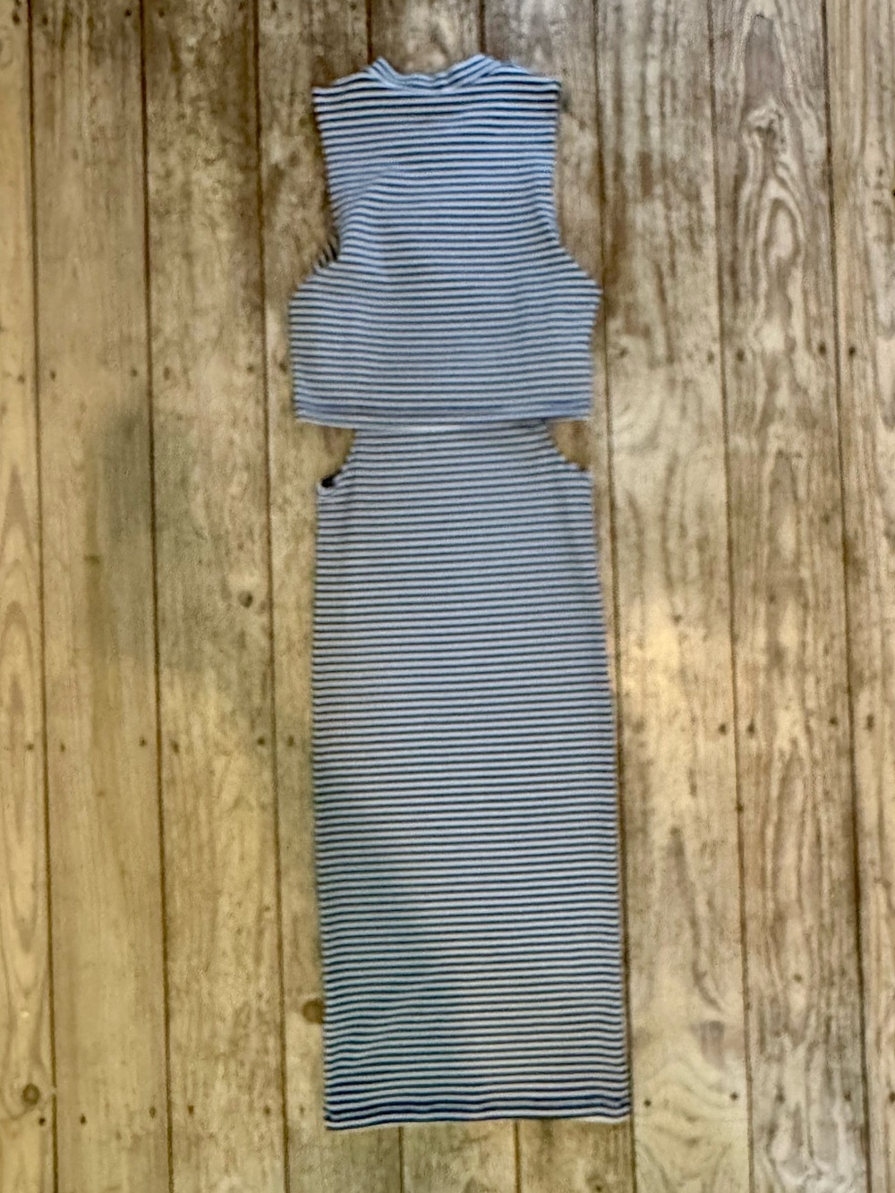 TopShop Striped Navy & White Cutout Dress - Picture 2 of 4